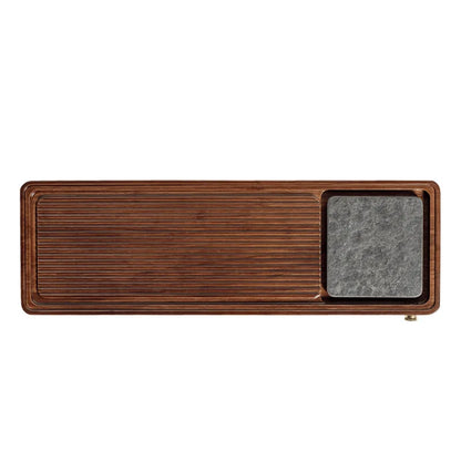 Three Times Heavy Bamboo Black Gold Stone Tea Tray Whole Flat Plate Household Minimalist Bamboo Tea Tray Solid Wood Small Tea