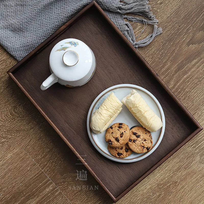Three Times Heavy Bamboo Mat Tea Tray Study Tray Bamboo Rectangular Household Serving Tray Japanese Style Tea Table Storage Tr
