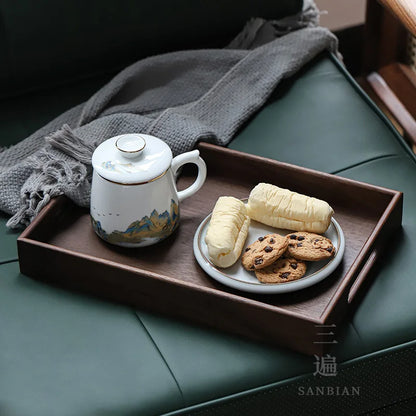 Three Times Heavy Bamboo Mat Tea Tray Study Tray Bamboo Rectangular Household Serving Tray Japanese Style Tea Table Storage Tr