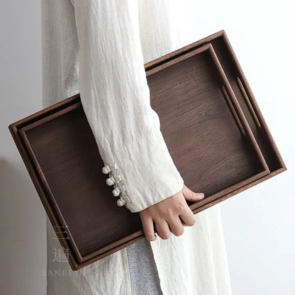 Three Times Heavy Bamboo Mat Tea Tray Study Tray Bamboo Rectangular Household Serving Tray Japanese Style Tea Table Storage Tr