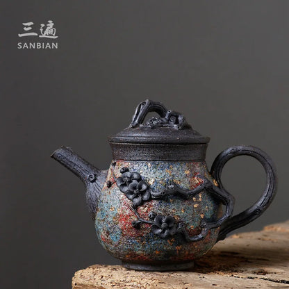 Three Times Japanese Kung Fu Tea Set Teapot Weng Village Is Hand-Made Rock Mine Ball Hole Single Teapot Household Pu'er Tea Po