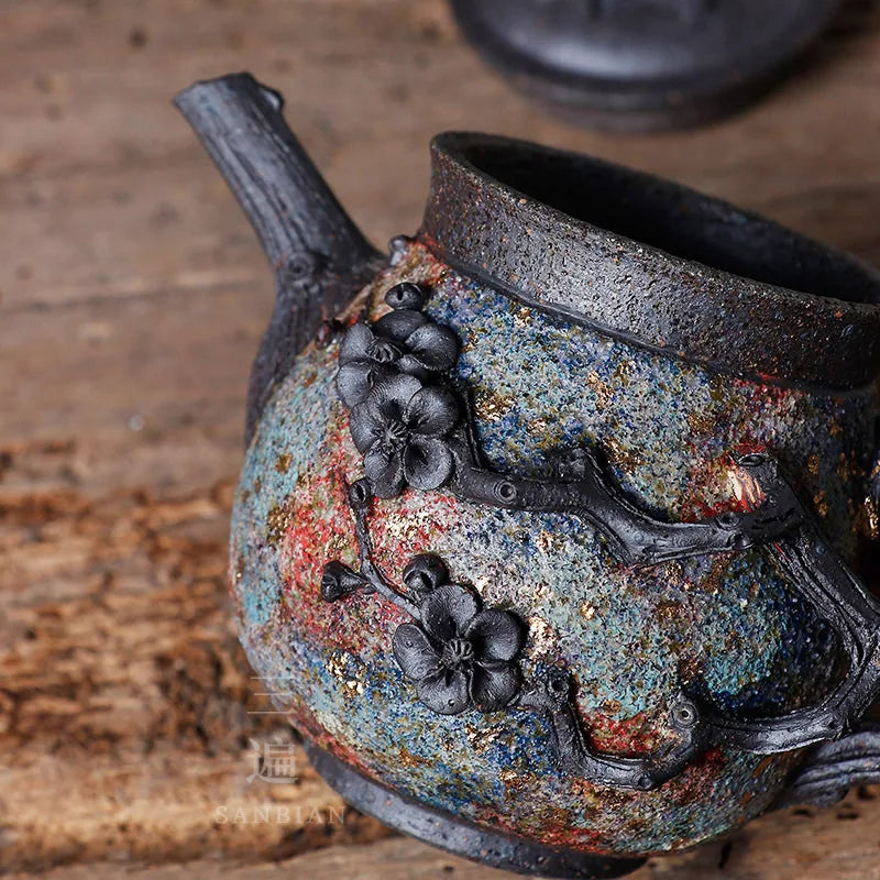 Three Times Japanese Kung Fu Tea Set Teapot Weng Village Is Hand-Made Rock Mine Ball Hole Single Teapot Household Pu'er Tea Po