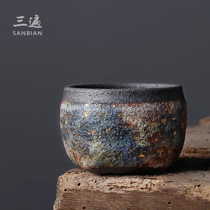Three Times Japanese Rock Master Cup Handmade Firewood Tea Cup Taiwan Old Rock Clay Kung Fu Tea Set Single Cup Tea Cup