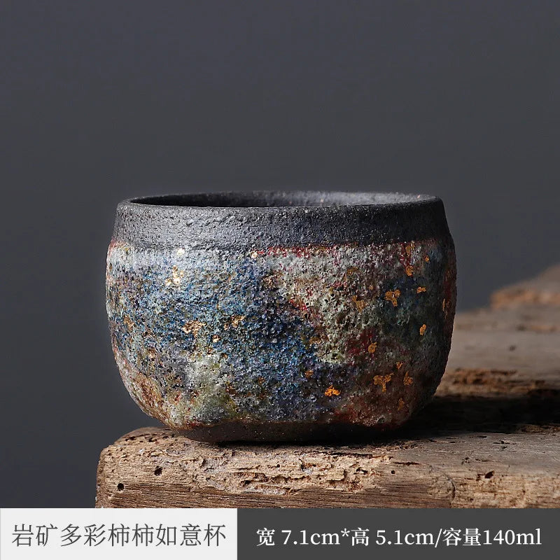 Three Times Japanese Rock Master Cup Handmade Firewood Tea Cup Taiwan Old Rock Clay Kung Fu Tea Set Single Cup Tea Cup