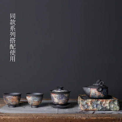 Three Times Japanese Rock Mine Aquarius Pot Pot Firewood Burning Handmade Pine Cone Teapot Stoneware Hand-Held Tureen Tea Brew