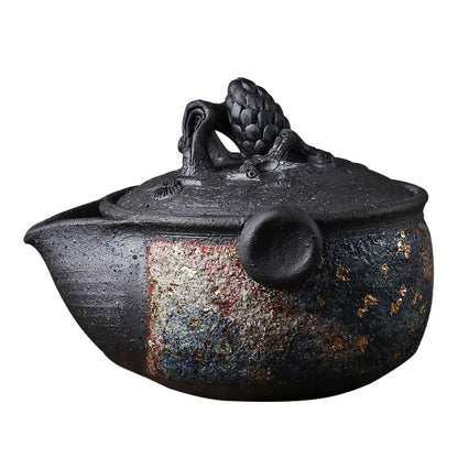 Three Times Japanese Rock Mine Aquarius Pot Pot Firewood Burning Handmade Pine Cone Teapot Stoneware Hand-Held Tureen Tea Brew