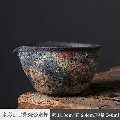 Three Times Japanese Rock and Mineral Colorful Pitcher Handmade Tea Pot Tea Ceremony Kung Fu Tea Set Stoneware Fair Cup Tea Pi