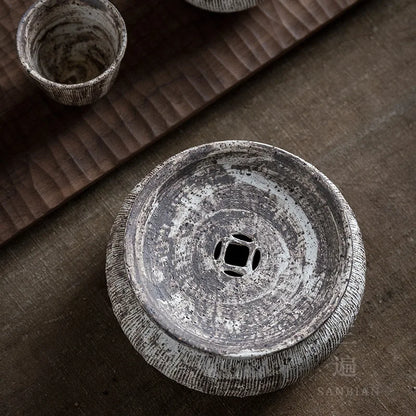 Three Times Japanese-Style Pink Construction Water Jingdezhen Pot Bearing Retro Tea Residue Barrel Tea Ceremony Tea Set Access