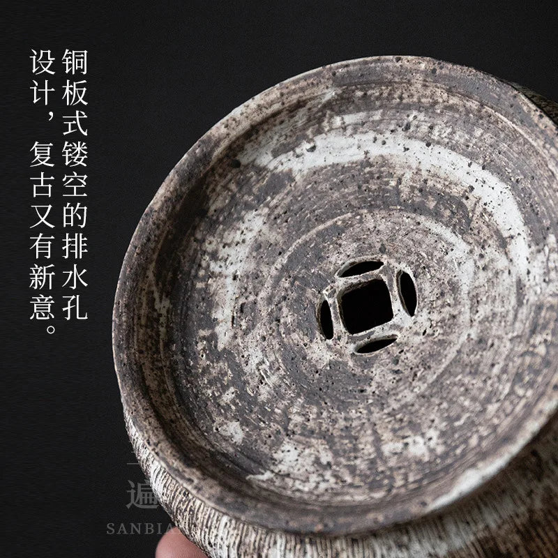 Three Times Japanese-Style Pink Construction Water Jingdezhen Pot Bearing Retro Tea Residue Barrel Tea Ceremony Tea Set Access
