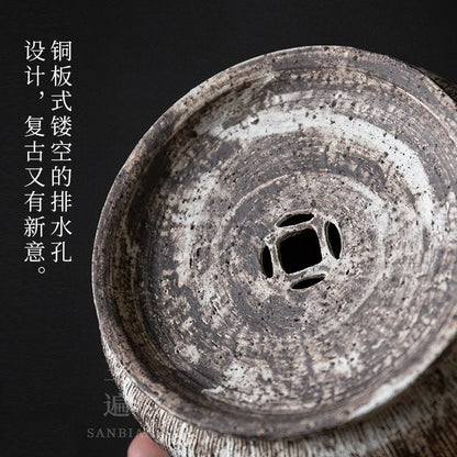Three Times Japanese-Style Pink Construction Water Jingdezhen Pot Bearing Retro Tea Residue Barrel Tea Ceremony Tea Set Access