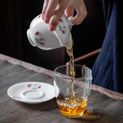 Three Times Jingdezhen Hand-Painted Gaiwan Cup Kung Fu White Porcelain Egg-Shell Porcelain Large Size Tea Brewing Bowl Househo