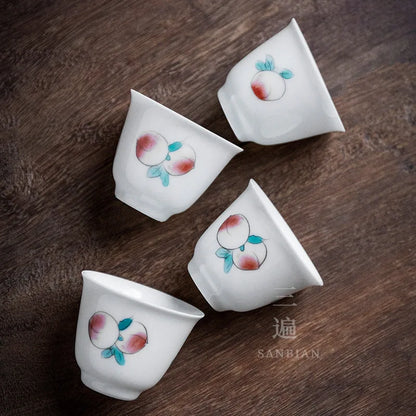 Three Times Jingdezhen Hand-Painted Gaiwan Cup Kung Fu White Porcelain Egg-Shell Porcelain Large Size Tea Brewing Bowl Househo