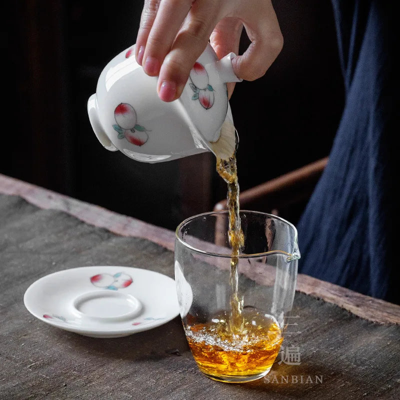 Three Times Jingdezhen Hand-Painted Gaiwan Cup Kung Fu White Porcelain Egg-Shell Porcelain Large Size Tea Brewing Bowl Househo