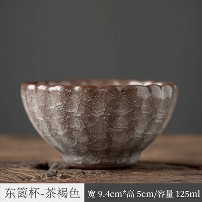 Three Times Longquan Celadon Ge Kiln Ice Crack Tea Cup Master Cup Single Cup Porcelain Kung Fu Tea Set Tea Cup