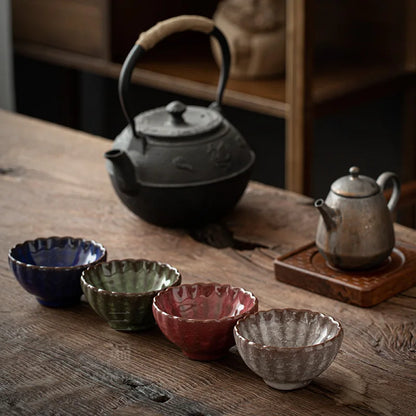 Three Times Longquan Celadon Ge Kiln Ice Crack Tea Cup Master Cup Single Cup Porcelain Kung Fu Tea Set Tea Cup