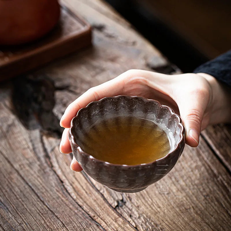 Three Times Longquan Celadon Ge Kiln Ice Crack Tea Cup Master Cup Single Cup Porcelain Kung Fu Tea Set Tea Cup