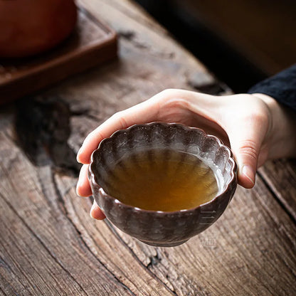 Three Times Longquan Celadon Ge Kiln Ice Crack Tea Cup Master Cup Single Cup Porcelain Kung Fu Tea Set Tea Cup