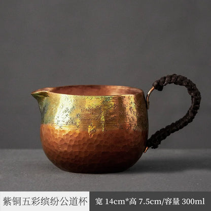 Three Times Red Copper Pitcher Kung Fu Tea Set Fair Mug Tea Pot Tea Ceremony Utensils Pure Copper Tea Pitcher