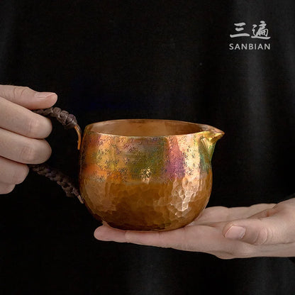 Three Times Red Copper Pitcher Kung Fu Tea Set Fair Mug Tea Pot Tea Ceremony Utensils Pure Copper Tea Pitcher
