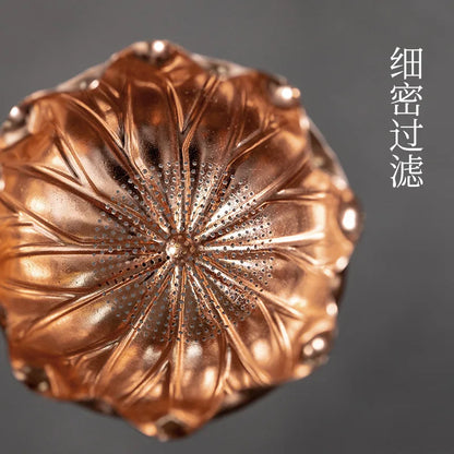 Three Times Red Copper Tea Funnel Tea Strainer Pitcher Set Tea Strainer Filter Screen Rack Pure Copper Frog Creative Saucer Te