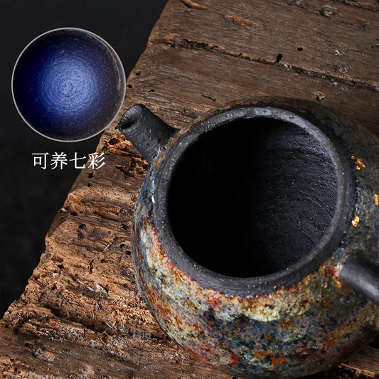 Three Times Rock Mine Ball Hole Teapot Taiwan Old Rock Clay Handmade Small Shipiao Teapot Kung Fu Tea Set Household Tea Maker