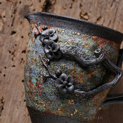 Three Times Rock Mine Pitcher Japanese Handmade Plum Blossom Tea Pot Tea Ceremony Kung Fu Tea Set Stoneware Fair Cup Tea Pitch