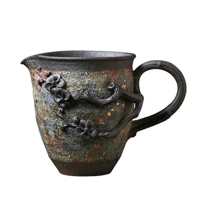 Three Times Rock Mine Pitcher Japanese Handmade Plum Blossom Tea Pot Tea Ceremony Kung Fu Tea Set Stoneware Fair Cup Tea Pitch