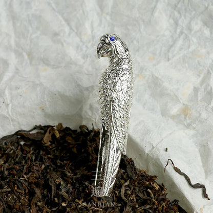 Three Times Silver Gilded Parrot Silver Tea Knife Pu'er Tea Brick Knife Tea Knife Dark Brick Tea Tea Needle Tea Awl Kung Fu Te