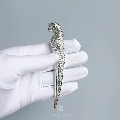 Three Times Silver Gilded Parrot Silver Tea Knife Pu'er Tea Brick Knife Tea Knife Dark Brick Tea Tea Needle Tea Awl Kung Fu Te