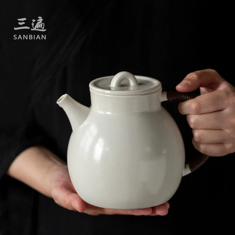 Three Times Soda Glaze Kettle Tea Brewing Pot Tea Cooker Household Tea Brewing Clay Pot Electric Ceramic Stove Porcelain Kung