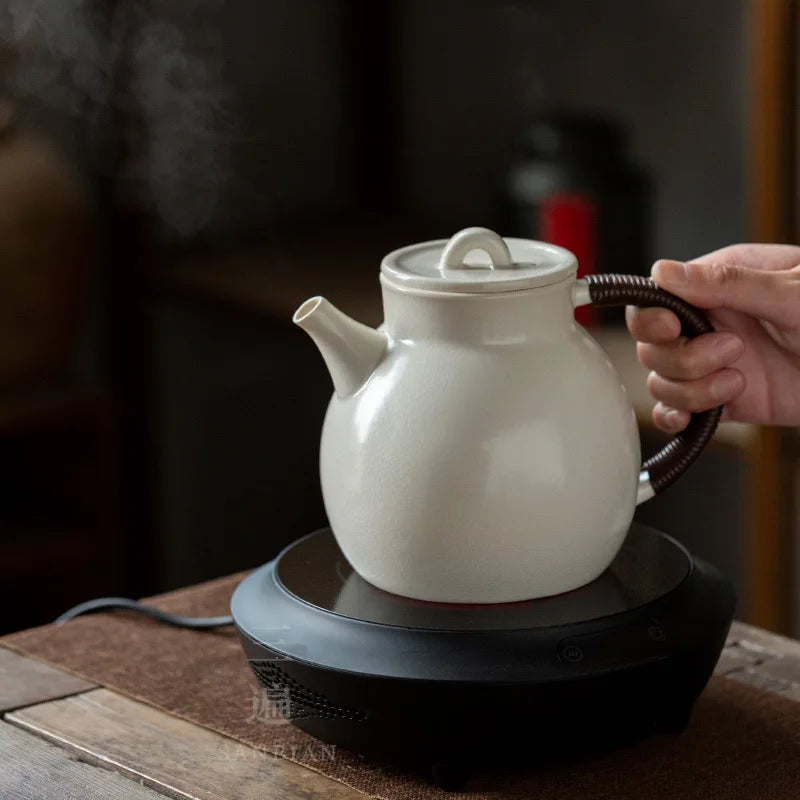 Three Times Soda Glaze Kettle Tea Brewing Pot Tea Cooker Household Tea Brewing Clay Pot Electric Ceramic Stove Porcelain Kung