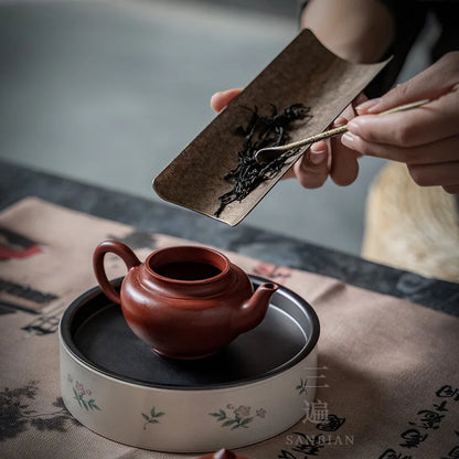 Three Times Tea Set Copper Accessories Tea Spoon Damascus Tea Pot Pure Copper Zen Kung Fu Accessories Tea Artist Points Tea Sp