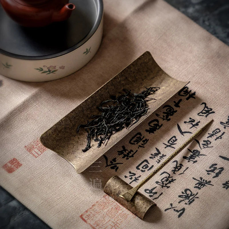 Three Times Tea Set Copper Accessories Tea Spoon Damascus Tea Pot Pure Copper Zen Kung Fu Accessories Tea Artist Points Tea Sp