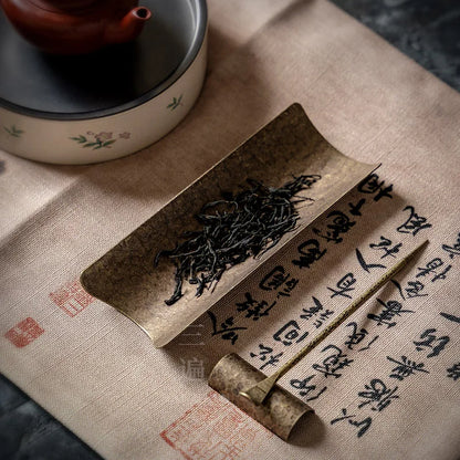 Three Times Tea Set Copper Accessories Tea Spoon Damascus Tea Pot Pure Copper Zen Kung Fu Accessories Tea Artist Points Tea Sp