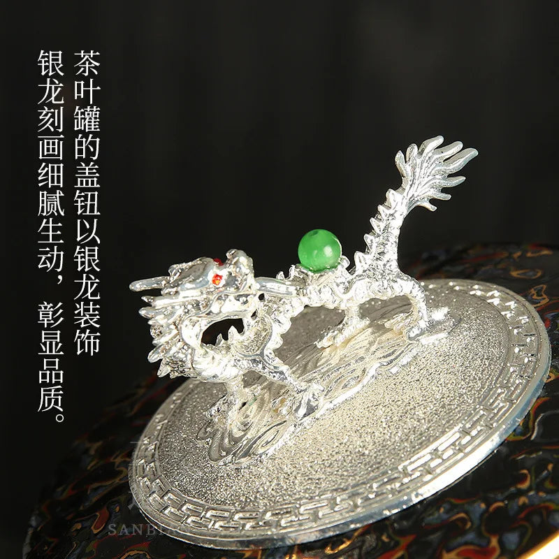 Three Times Traditional Paint Silver Plated Tea Pot Japanese Creative Seal Ceramic Tea Jar Storage Small Tea Container