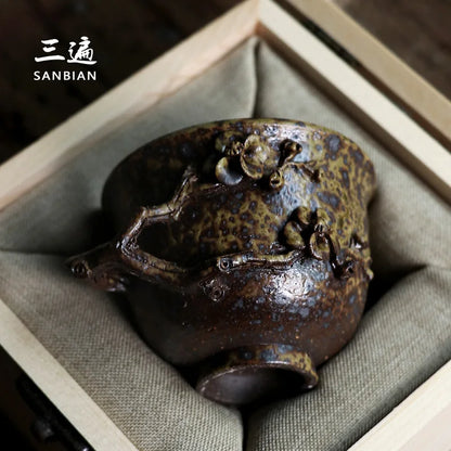 Three Times Wood Fire Cup Taiwan Old Rock Clay Master Cup Single Cup Plum Blossom Cup Large