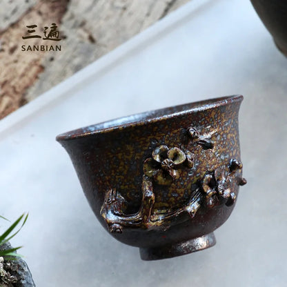 Three Times Wood Fire Cup Taiwan Old Rock Clay Master Cup Single Cup Plum Blossom Cup Large