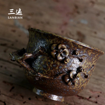 Three Times Wood Fire Cup Taiwan Old Rock Clay Master Cup Single Cup Plum Blossom Cup Large