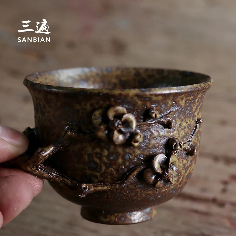 Three Times Wood Fire Cup Taiwan Old Rock Clay Master Cup Single Cup Plum Blossom Cup Large