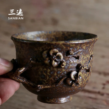 Three Times Wood Fire Cup Taiwan Old Rock Clay Master Cup Single Cup Plum Blossom Cup Large