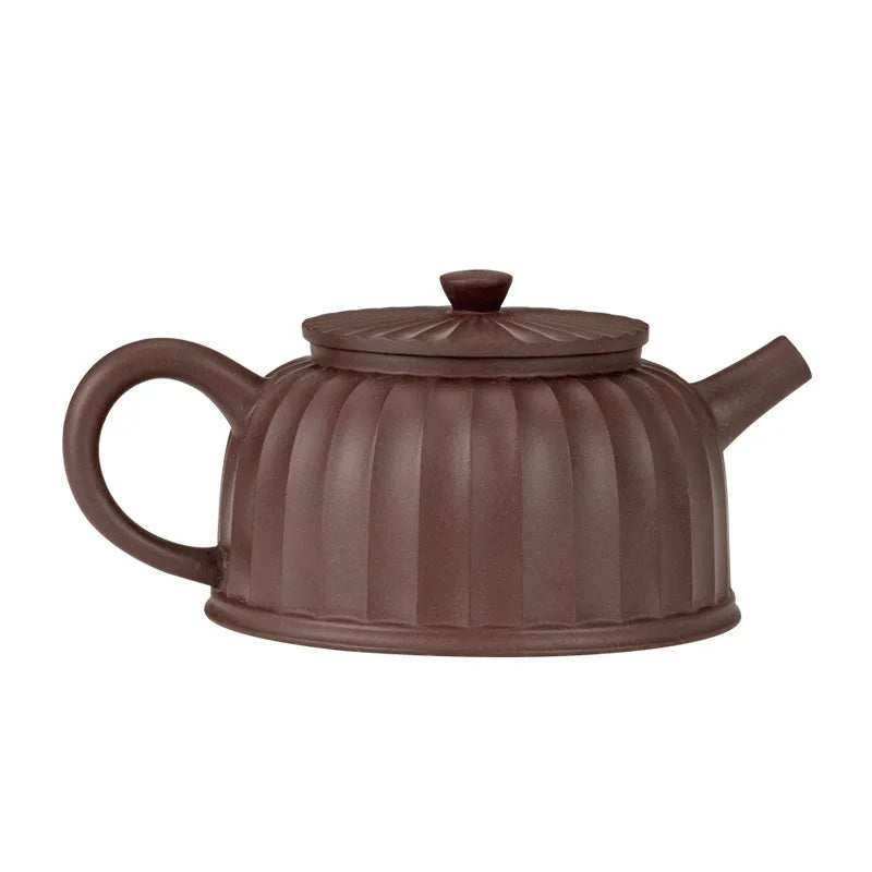 Three Times Yixing Purple Clay Pot Famous Traditional Handmade Home Gongfu Teapot Raw Ore Purple Clay Rib Pattern Dezhong Teap