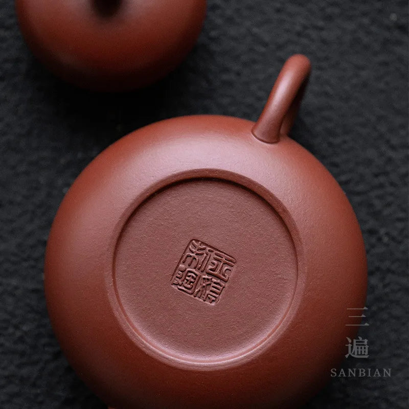 Three Times|Yixing Raw Ore Old Zhu Clay Purple Clay Pot Ruffle Oily Chinese Retro Handmade Humanistic Teapot