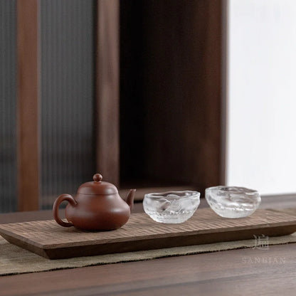 Three Times|Yixing Raw Ore Old Zhu Clay Purple Clay Pot Ruffle Oily Chinese Retro Handmade Humanistic Teapot