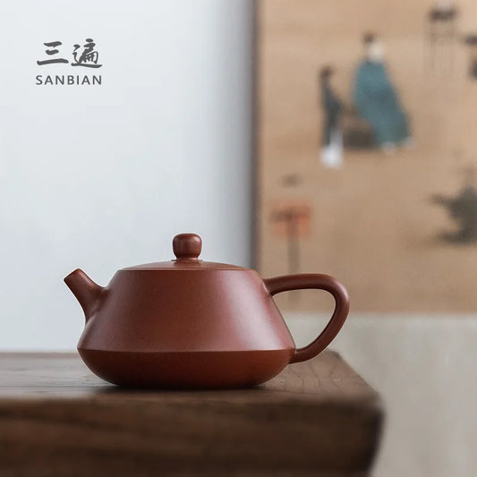 Three Times Yixing Stone Ladle Purple Clay Teapot Handmade Teapot Huanglongshan Raw Ore Purple Clay Dahongpao Tea180ccWang Tin