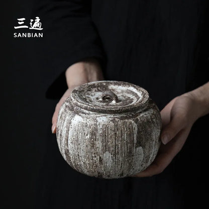 Three Times Zhiye Retro Japanese Style Tea Pot Jingdezhen System Store Tea Warehouse Tea Storage Pot Powder/Water