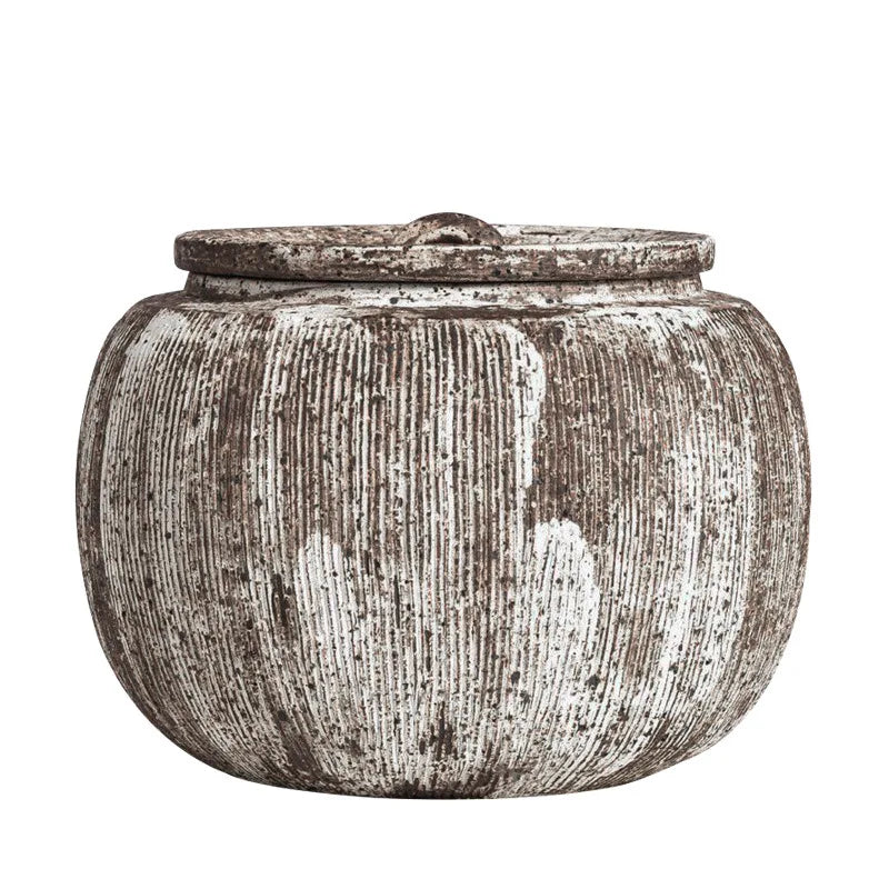Three Times Zhiye Retro Japanese Style Tea Pot Jingdezhen System Store Tea Warehouse Tea Storage Pot Powder/Water