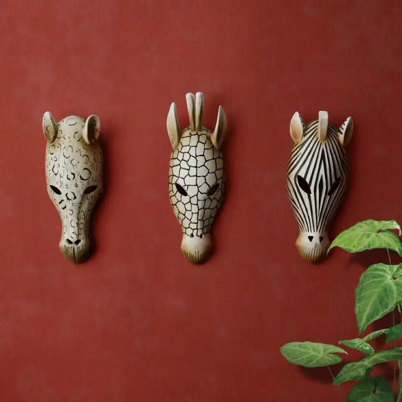 Three-dimensional African animal head mask wall hanging deer head wall decoration bar club cafe KTV wall decorative  and crafts