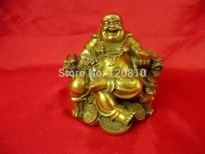 Throne copper Buddha Maitreya Buddha laughing Buddha brass enrichment Lucky feng shui ornaments Home Decoration