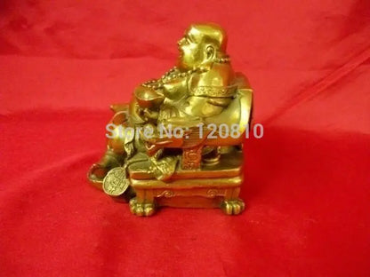 Throne copper Buddha Maitreya Buddha laughing Buddha brass enrichment Lucky feng shui ornaments Home Decoration
