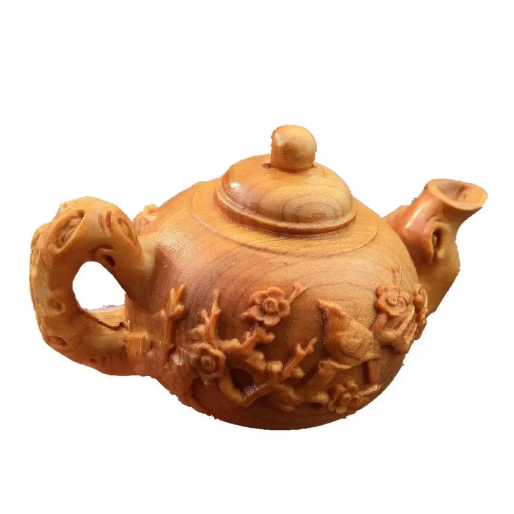 Thuja-Boxwood Handle Pot, Wood Carving Pendant, Mahogany Teapot, Hand Play Piece, Solid Ornaments, Wenwan, Happy Eyebrows